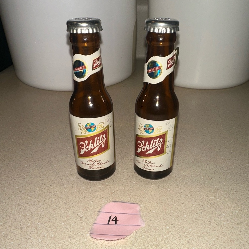 Miniature Schlitz Beer Bottle Salt and Pepper Shakers
